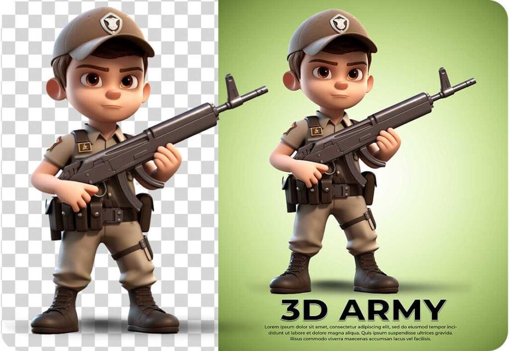 3D Pixar Character of Young Army Soldier By dgmockup