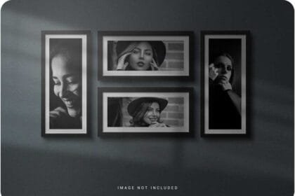 4 Photo Wall Frame Mockup Free Download