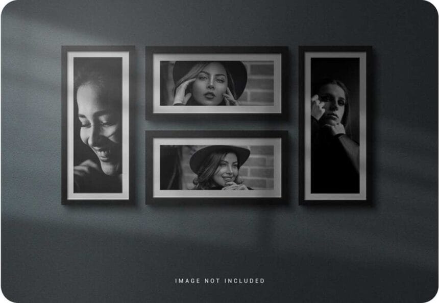 4 Photo Wall Frame Mockup Free Download