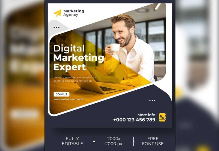 Free PSD Digital Marketing Social Media and Instagram Post Template