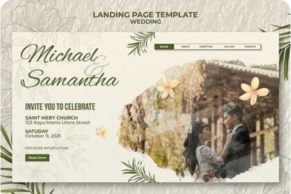 Free PSD Elegant Wedding Landing Page Template by dgmockup.com