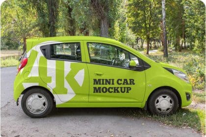 Free PSD Mini Car Mockup for Professional Branding
