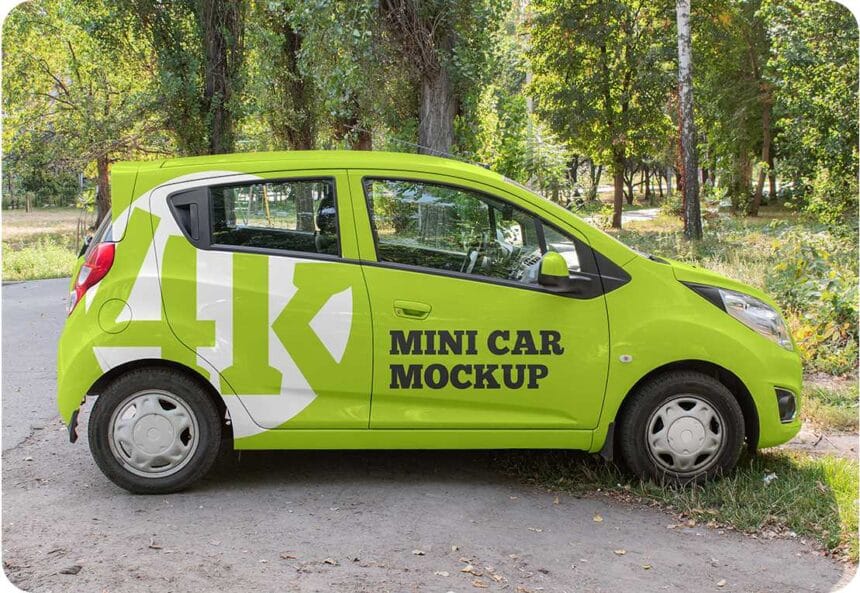 Free PSD Mini Car Mockup for Professional Branding
