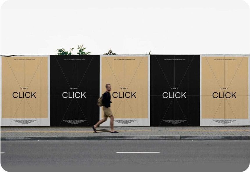 Free Urban Wall Poster PSD Mockup