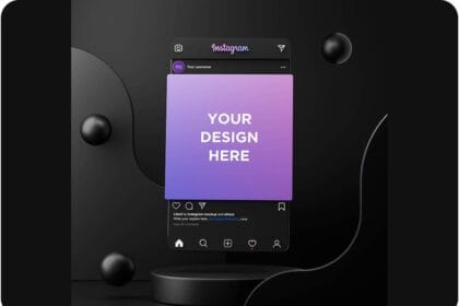 Instagram Photo Mockup Dark Mode Social Media Post Interface By dgmockup