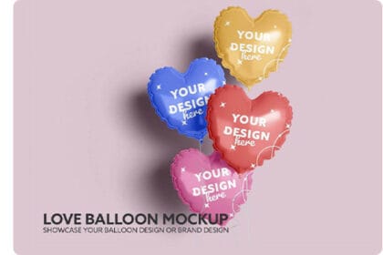 Love Balloon Photoshop PSD Mockup