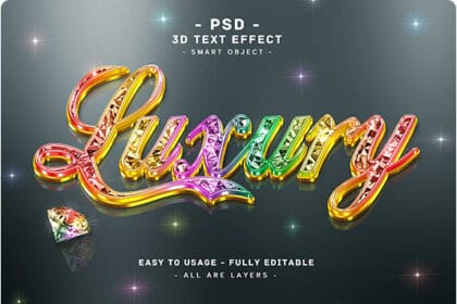 Luxury 3D Diamond Text Effect in Vibrant Colors