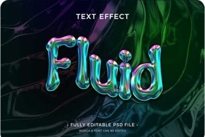 PSD Metal Fluid Text Effect Free Download