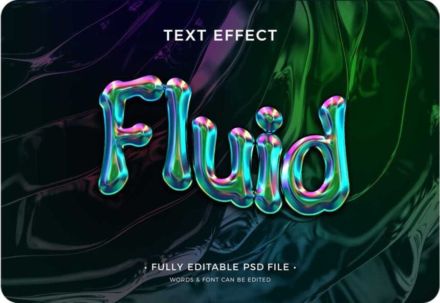 PSD Metal Fluid Text Effect Free Download