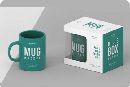 PSD Mug Box Mock-Up Composition By dgmockup