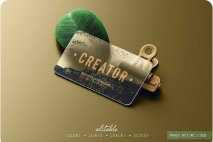 PSD Rounded Corner Transparent Business Card Mockup