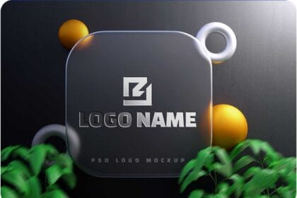 PSD Transparent 3D Glass Logo Mockup