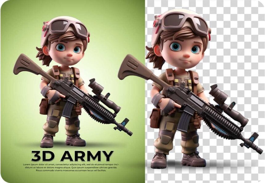 The Young Army 3D Character PSD