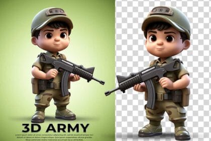 Young Army 3D Character Pixar Free PSD
