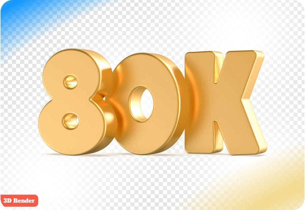 3D Gold Number 80K Followers PSD 137970498