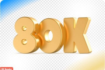 3D Gold Number 80K Followers PSD 137970498