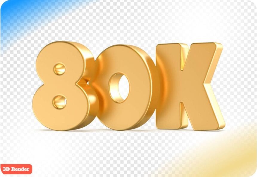 3D Gold Number 80K Followers PSD 137970498