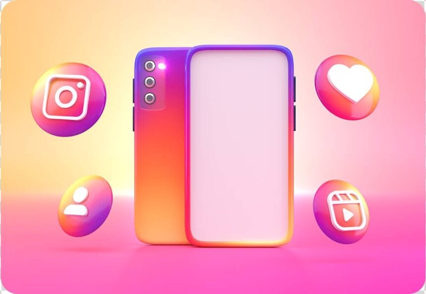 3D Mobile PSD Mockup Realistic Render with Social Media Icons 02