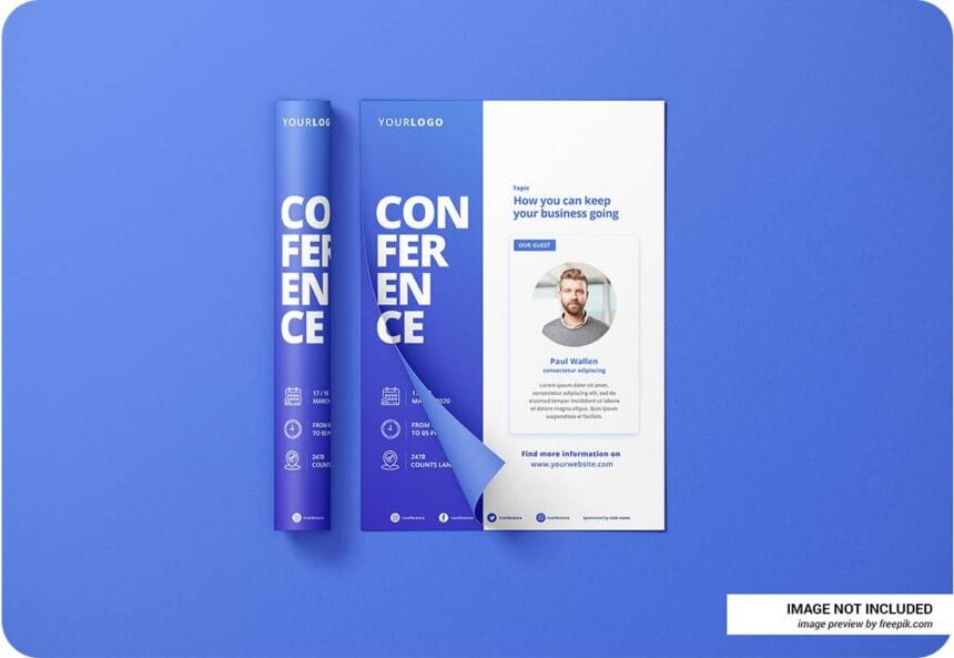 Creative PSD Flyer Letterhead and Invoice Mockup Design with Fold 6557623