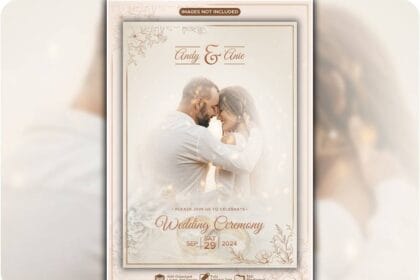 Elegant PSD Wedding Invitation Cover Design Template 43529101