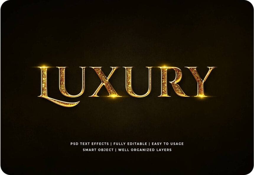 Free PSD Golden Luxury 3D Text Style Effect 6298387