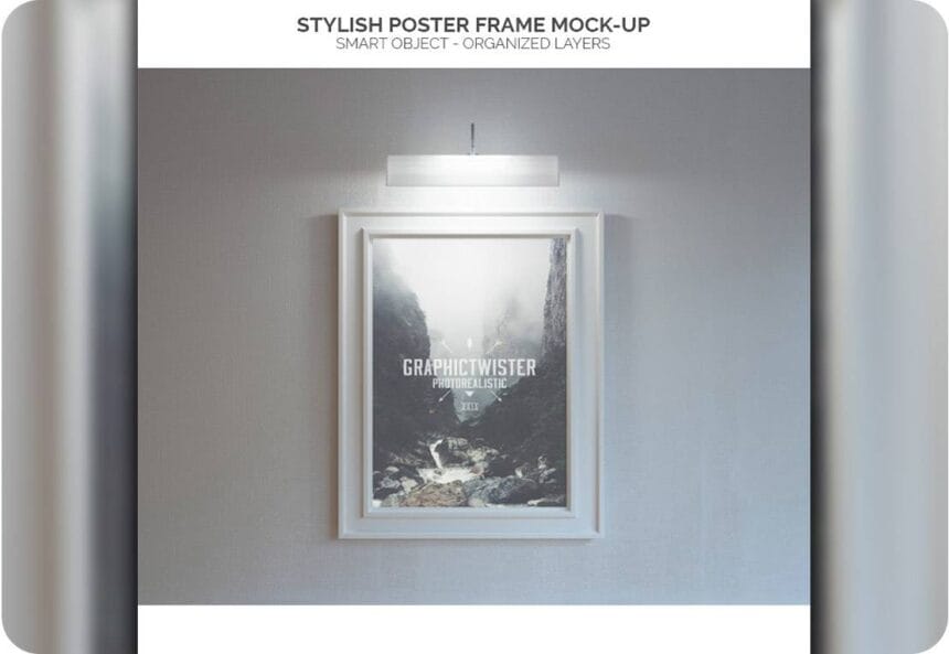 Free PSD Lighted Poster Frame Mock-up