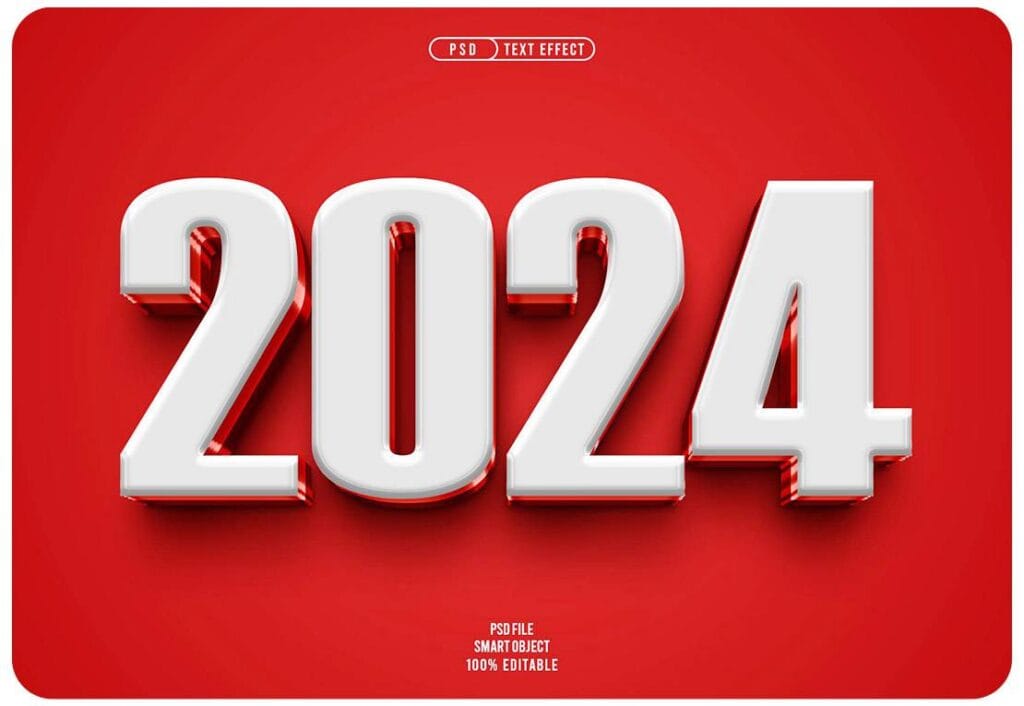 Free PSD New Year 2024 3D Editable Text Effect 77730798