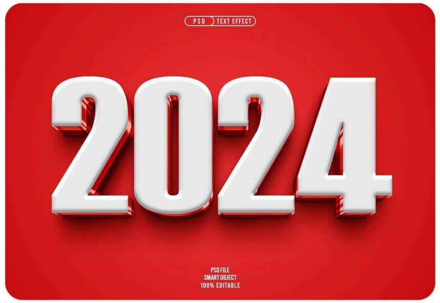 Free PSD New Year 2024 3D Editable Text Effect 77730798