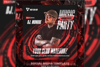 Free PSD Night Party Flyer For Social Media Mockup