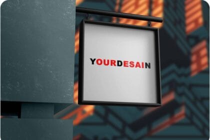Free PSD Outdoor Sign Board on Wall Mockup