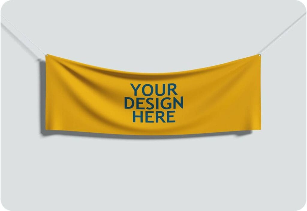 Free PSD Yellow Fabric Hanging with Ropes Mockup 12877446