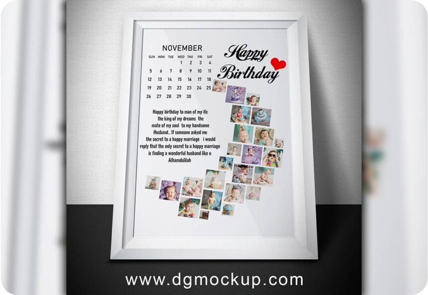 Free PSD white frame mockup with poster