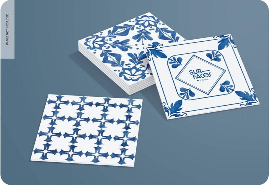 Free Square Ceramic Tiles PSD Mockup 24644984