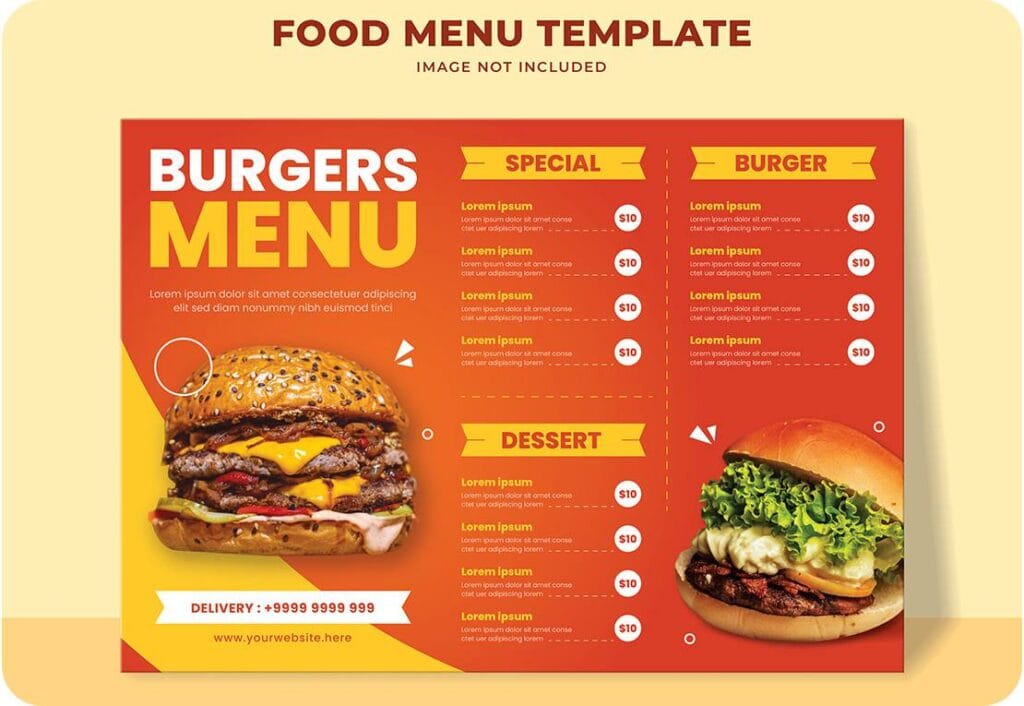 Free Vector Burger Menu Template for Fast Food Restaurants 12502467