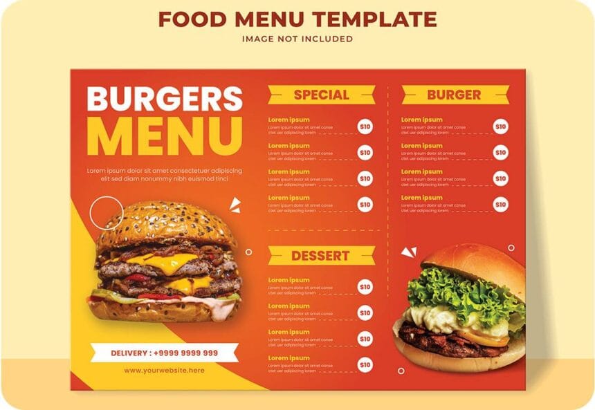Free Vector Burger Menu Template for Fast Food Restaurants 12502467