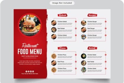 Free Vector Restaurant Food Menu Trifold Template 15614798