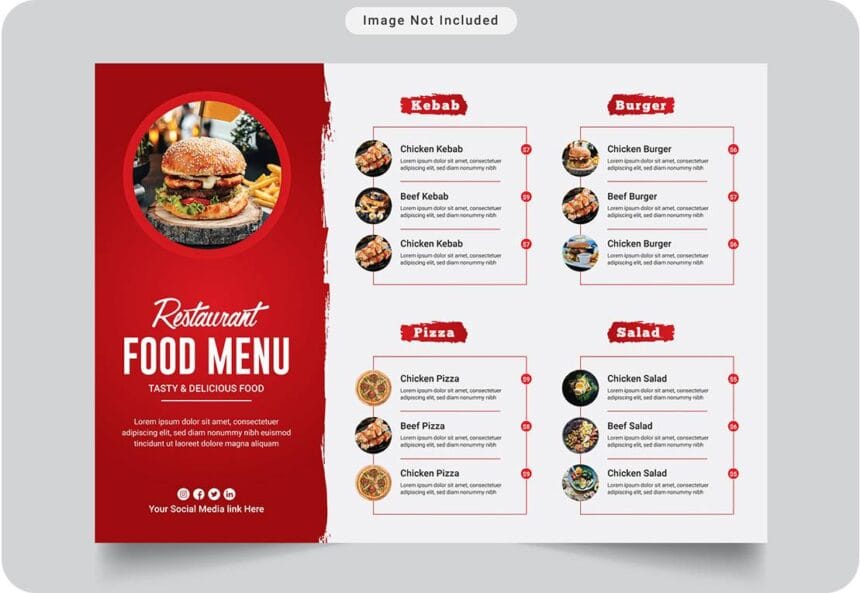 Free Vector Restaurant Food Menu Trifold Template 15614798