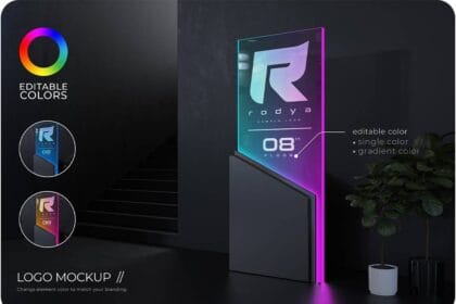 Futuristic and Elegant PSD Logo Mockup Editable Gradient Color 17165786