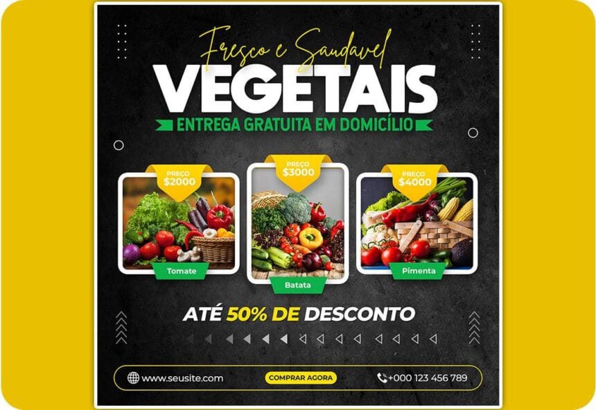 Healthy Vegetable & Grocery Delivery Promotion Instagram Post Template 69099120
