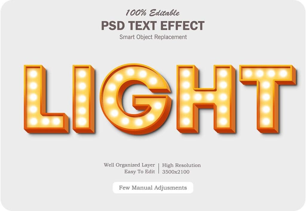 Light Text Effect PSD Smart Object Easy-to-Edit 53571059
