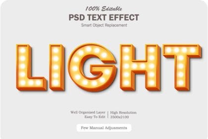 Light Text Effect PSD Smart Object Easy-to-Edit 53571059