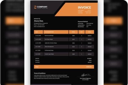 Minimal Corporate Dark with Orange Business Invoice Template 11164007