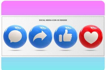 PSD 3D Social Media Icon for Like Love Share and Comment 29020082