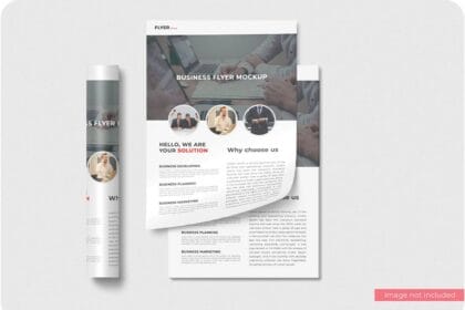PSD Business Flyer Mockup Design with Fold 11959734