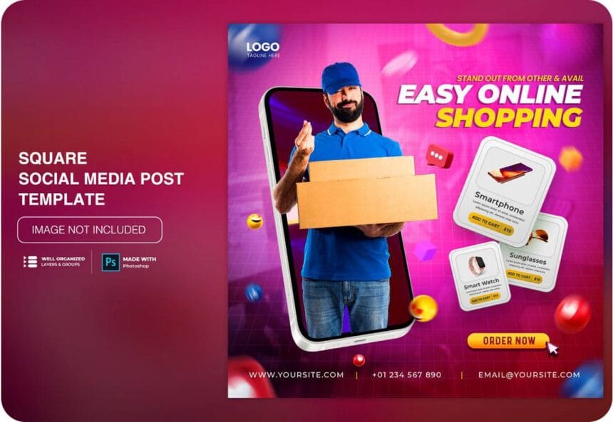 PSD Creative Concept Flash Sale Online Shopping Promotion on Social Media Post 12908449
