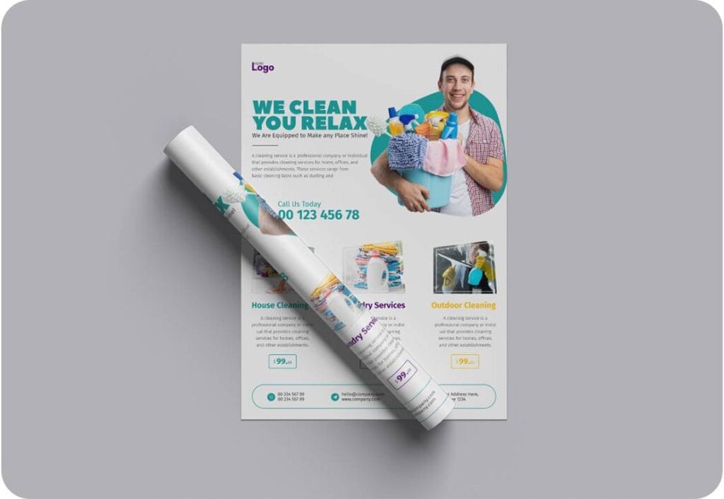 PSD Flyer Letterhead and Invoice Mockup Design 14991487