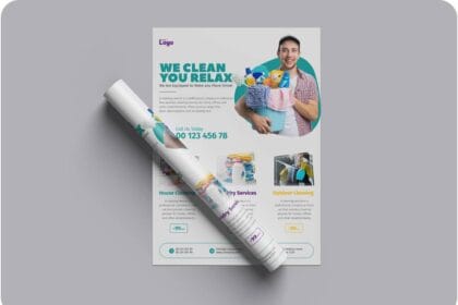 PSD Flyer Letterhead and Invoice Mockup Design 14991487