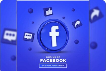 PSD Follow Us on Facebook Social Media Square Banner with 3D Logo 13346513
