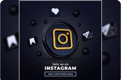 PSD Follow Us on Instagram Social Media Square Banner with 3D Logo 13346514