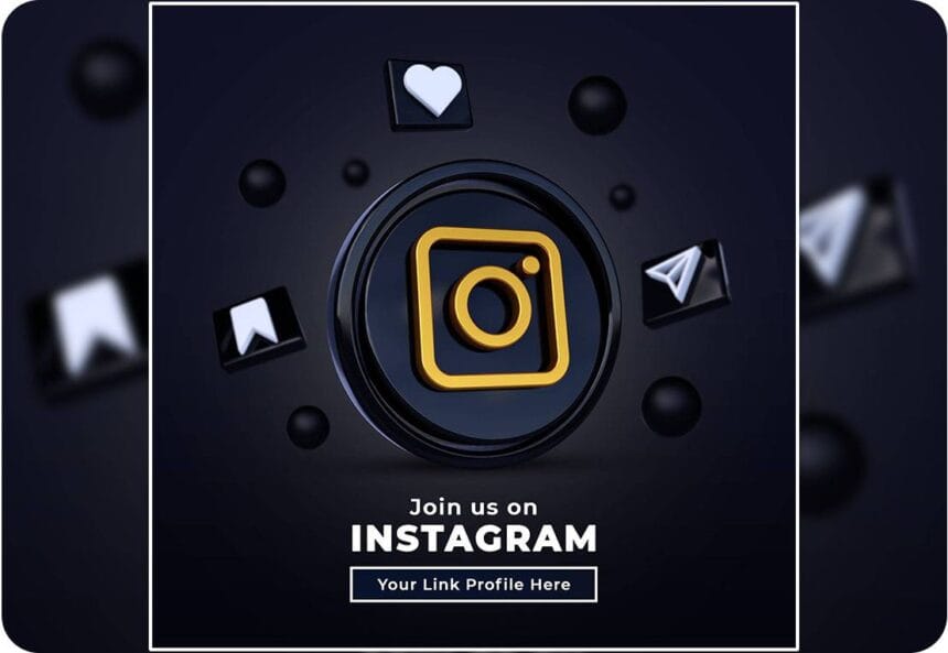 PSD Follow Us on Instagram Social Media Square Banner with 3D Logo 13346514